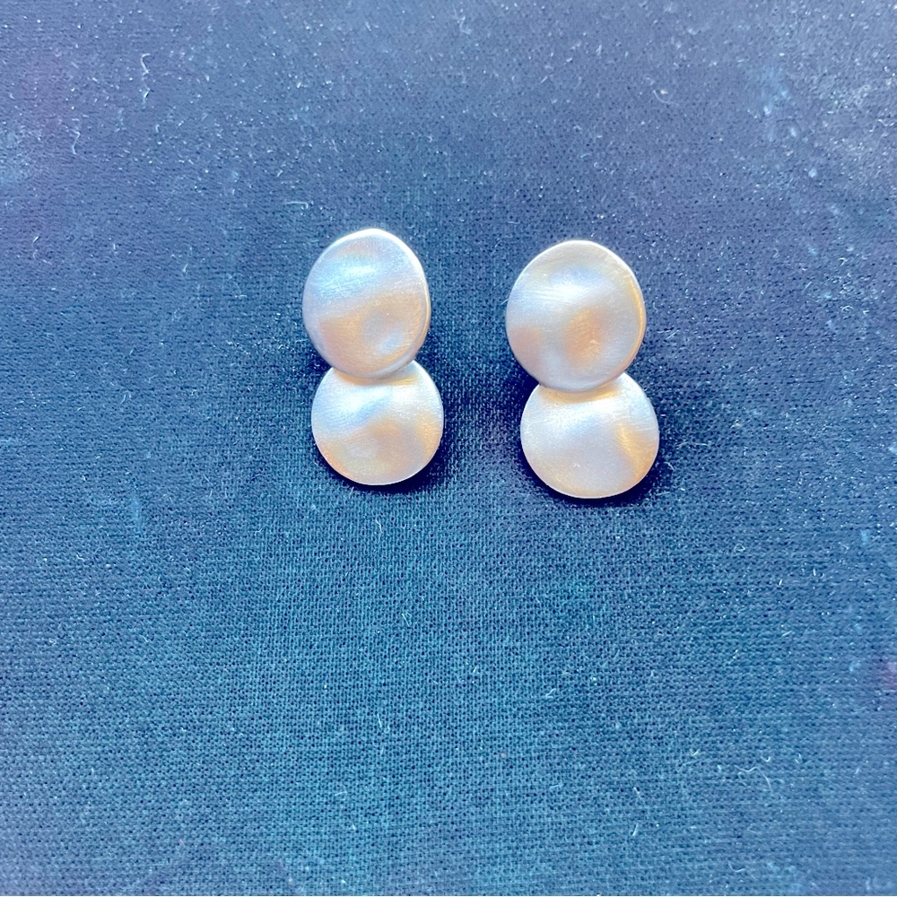 Maxine Denker matte silver tone pierced earrings